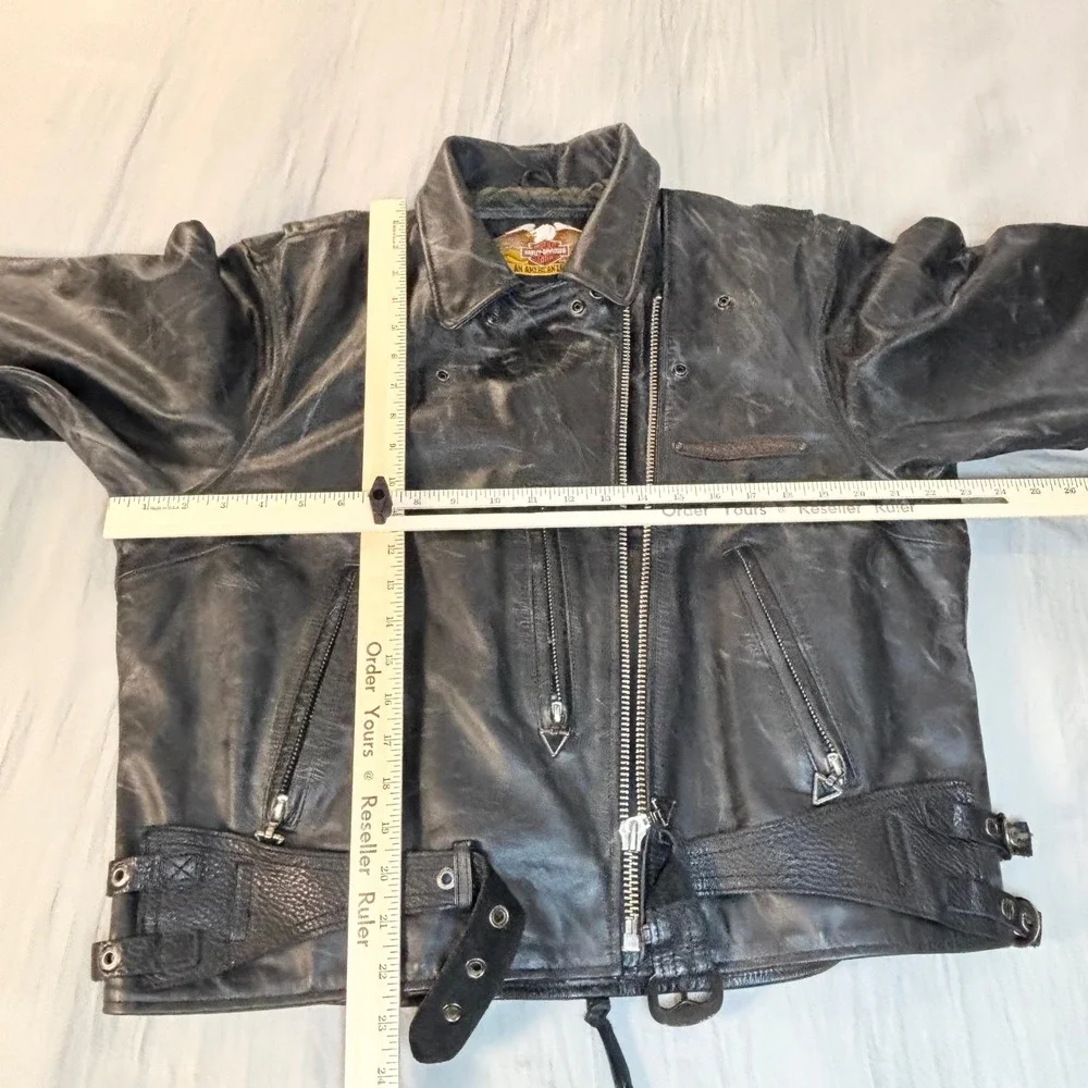 Vtg 90s y2k Harley-Davidson leather biker jacket men xl black earl weaver estate